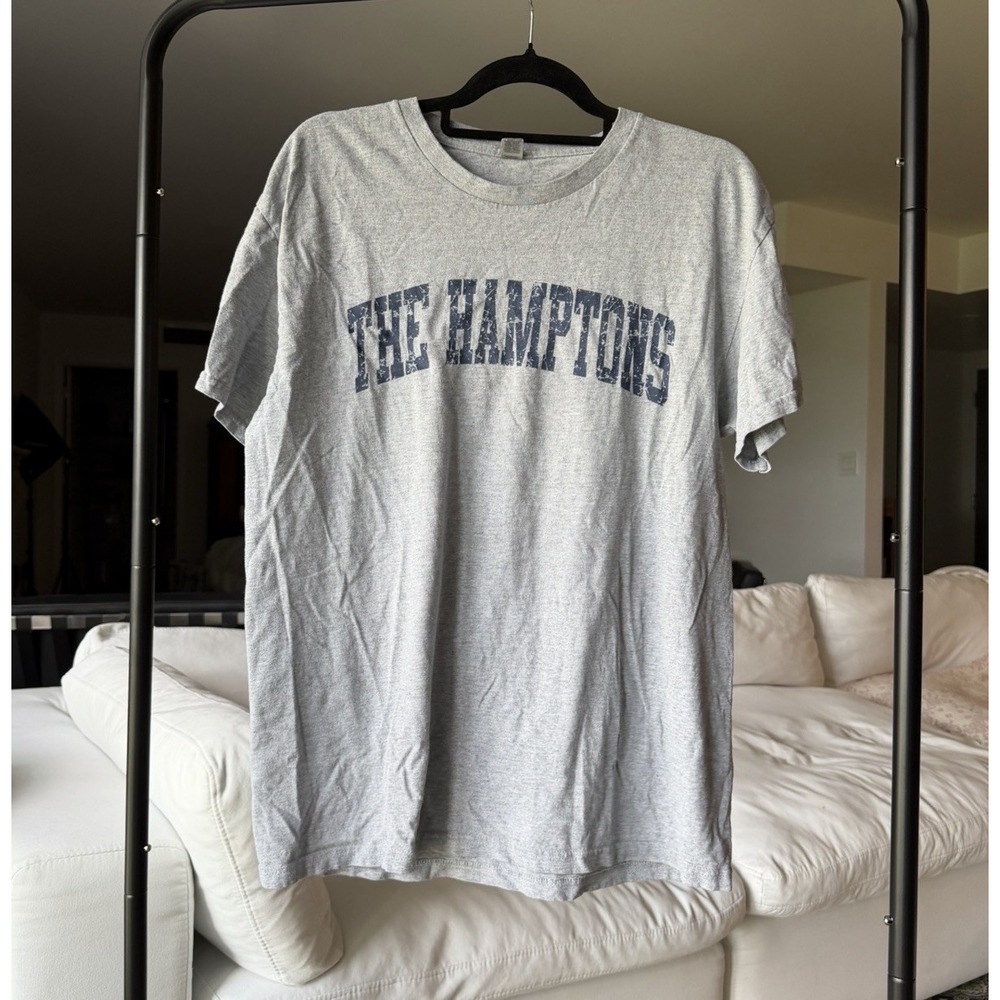 Gray New Hamptons City Graphic Logo Crew Neck Short Sleeve T-Shirt M